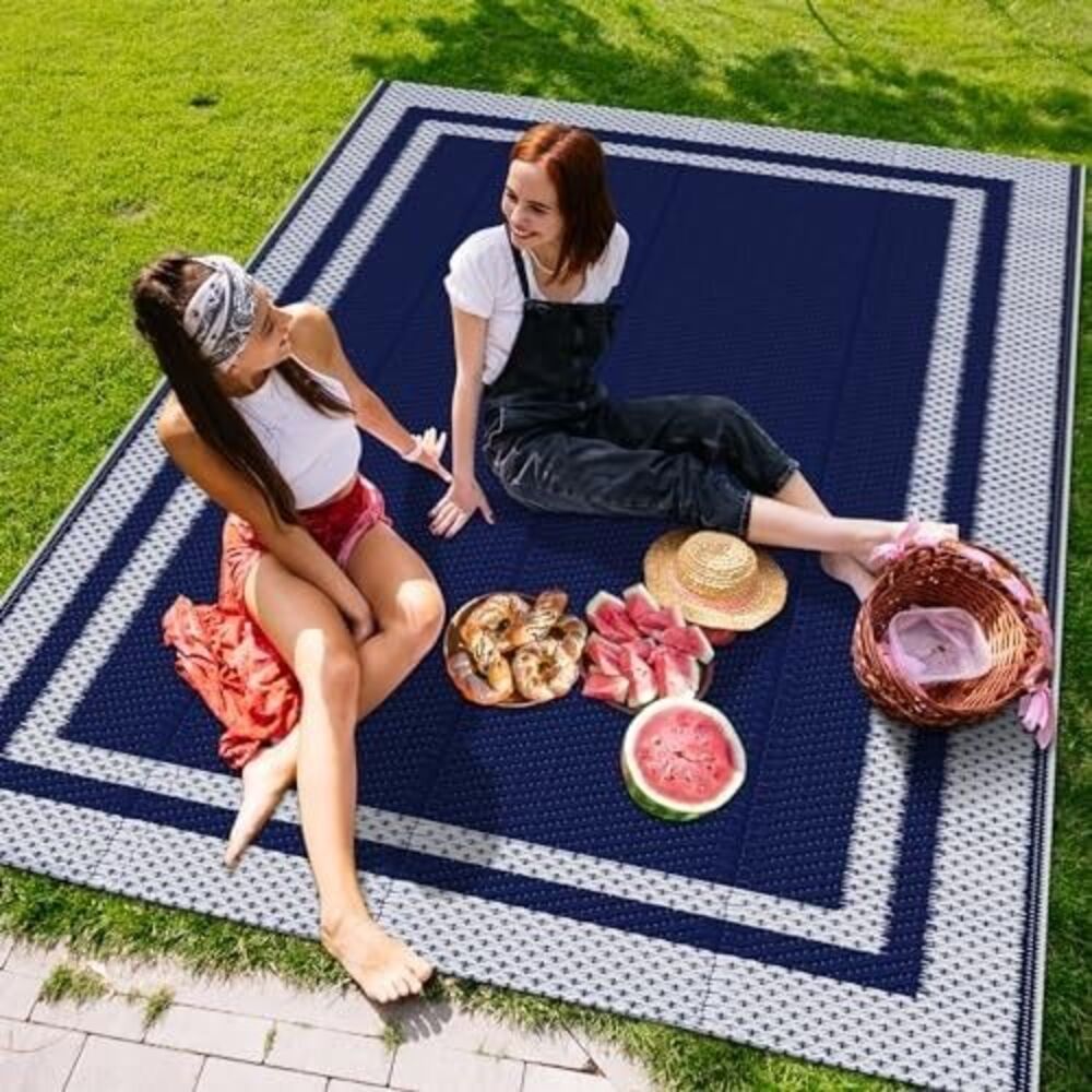 Waterproof Reversible Outdoor Rug 5x8ft - Foldable Patio Area Rug for RV, Picnic - Picture 4 of 7